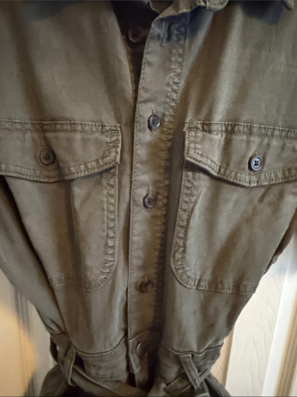 Universal Thread Olive Green Utility Tie-Waist Women's Shorts Romper - Picture 3 of 8